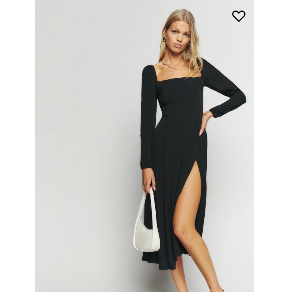 Reformation Black Midi Dress